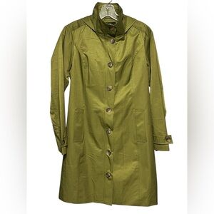 House of Harlow 1960 Olive Green Hooded Trench Coat Lightweight Raincoat XS
